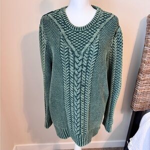 LLBean Green Cable Knit Sweater